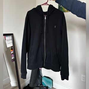 All Saints Black Zip-Up Sweater
